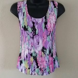 Psychedelic Pleated Expandable Tank Top Floral
